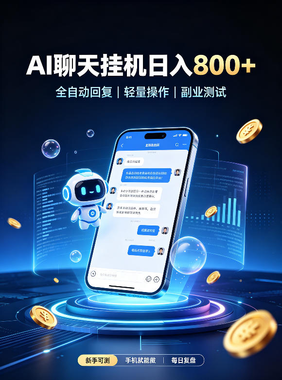 AI聊天挂G项目，日入800+，适用个人副业，工作室矩阵操作，无需真人实时值守【揭秘】-九九网创