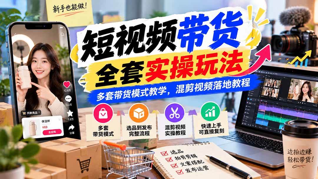 (20991期)【无水印】短视频带货全套实操玩法,多套带货模式教学,混剪视频落地教程 (20991期)【无水印】短视频带货全套实操玩法,多套带货模式教学,混剪视频落地教程
