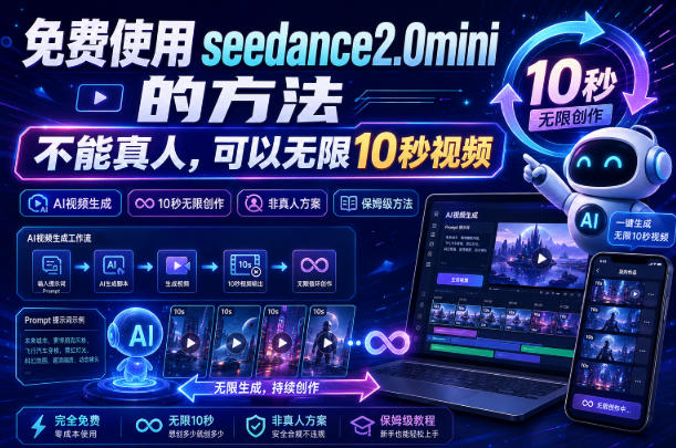 免费使用seedance2.0mini的方法，不能真人，可以无限10秒视频，9图+3音频参考-九九网创