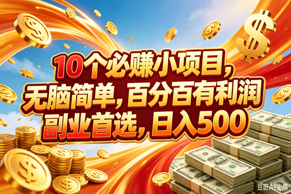 (18918期)10个必赚的小项目,百分百赚元子,无脑简单,副业首选,日入500+-九九网创
