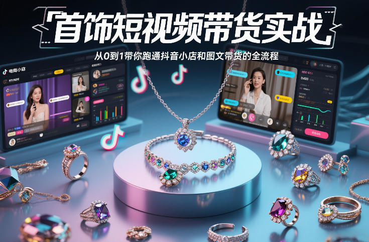 首饰短视频带货实战,从0到1带你跑通抖音小店和图文带货的全流程 首饰短视频带货实战,从0到1带你跑通抖音小店和图文带货的全流程
