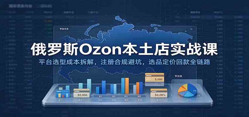 俄罗斯Ozon本土店实战课：平台选型成本拆解，注册合规避坑，选品定价回款全链路-九九网创