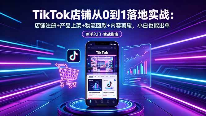 （18862期）TikTok店铺从0到1落地实战：店铺注册+产品上架+物流回款+内容剪辑，小白也能出单-九九网创