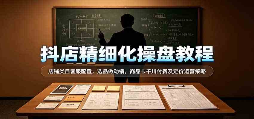 抖店精细化操盘教程：店铺类目客服配置，选品做动销，商品卡千川付费及定价运营策略-九九网创