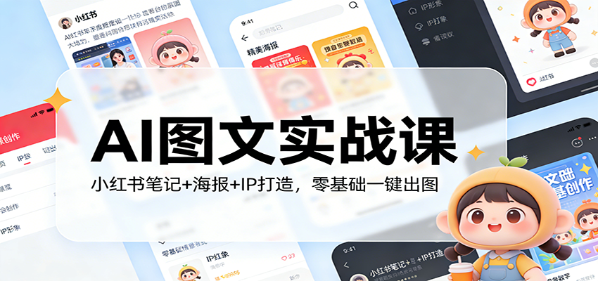 AI图文实战课：小红书笔记+海报+IP打造，零基础一键出图-九九网创