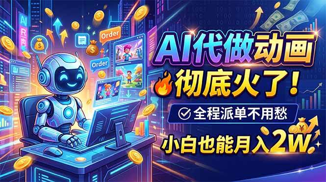 （19828期）AI代做动画，彻底火了！全程派单不用愁，小白也能月入2W-九九网创