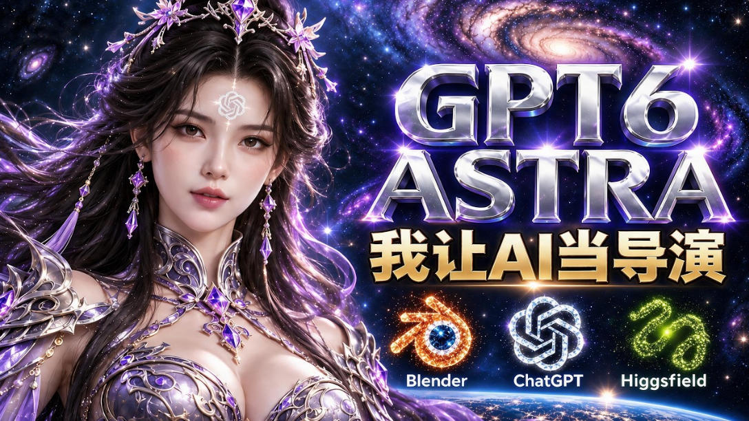 让GPT-6 Astra当导演！Higgsfield和Blender实战打造30秒玄幻精准运镜短片！-九九网创