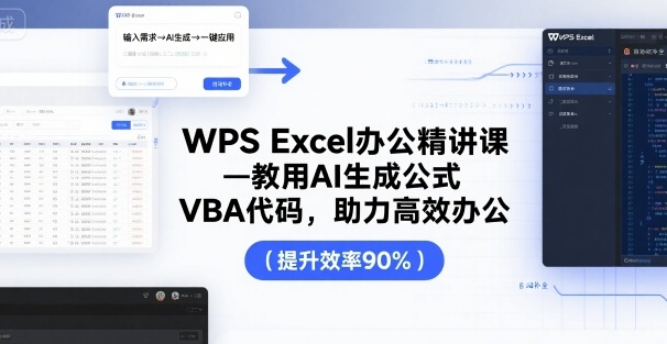WPS Excel办公精讲课,教用 AI 生成公式,VBA 代码,助力高效办公-九九网创