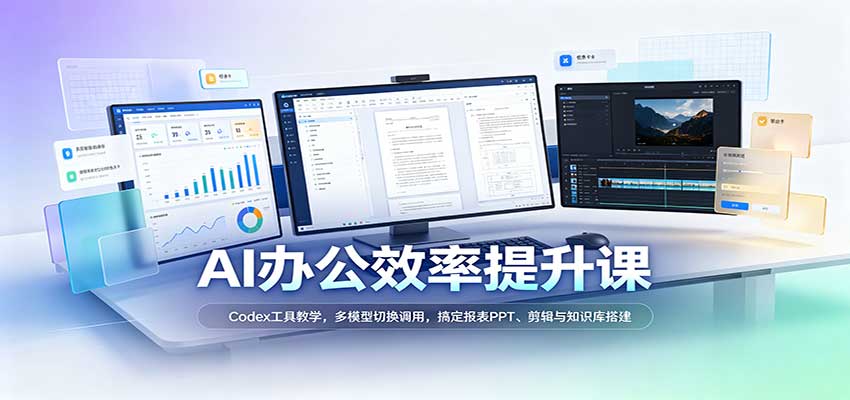 AI办公效率提升课:Codex工具教学,多模型切换调用,搞定报表PPT、剪辑与知识库搭建-九九网创